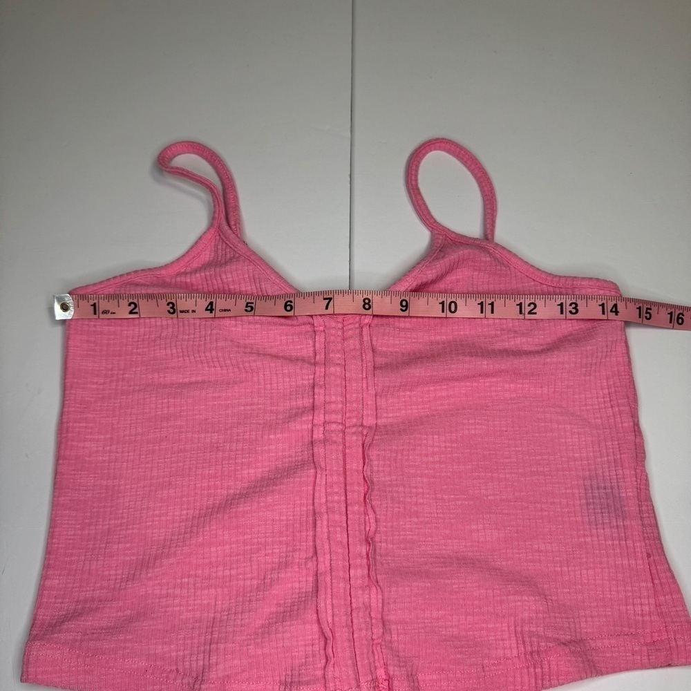 POL Pink Ribbed Tie Front Cropped Tank Top | Size M | NWOT - Picture 2 of 7